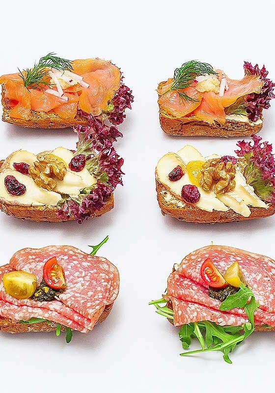 6er Platte Glutenfreie gemischte halbe belegte Brötchen